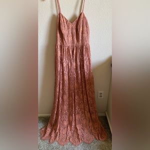 David’s Bridal Wedding Guest/Bridesmaid Dress; Long A-Line V Neck